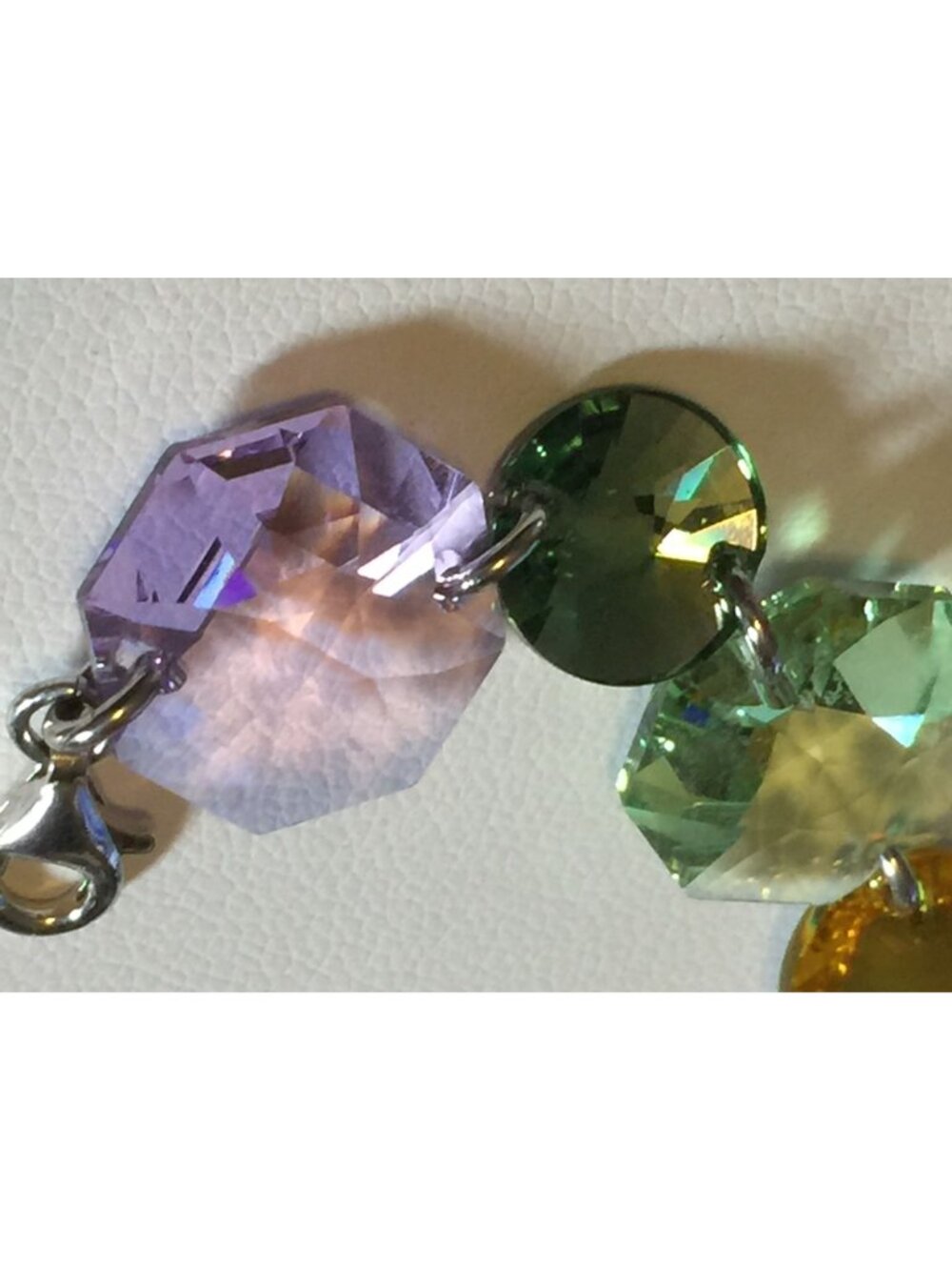 Vintage 925 DYADEMA MultiColor Crystal Octagon Bracelet Italy Signed Adjustable - Picture 3 of 10